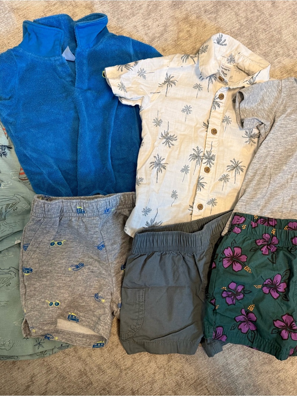 Carter's Boys Mixed Shorts and Tops Set - Blue, Green, Gray, White, Purple